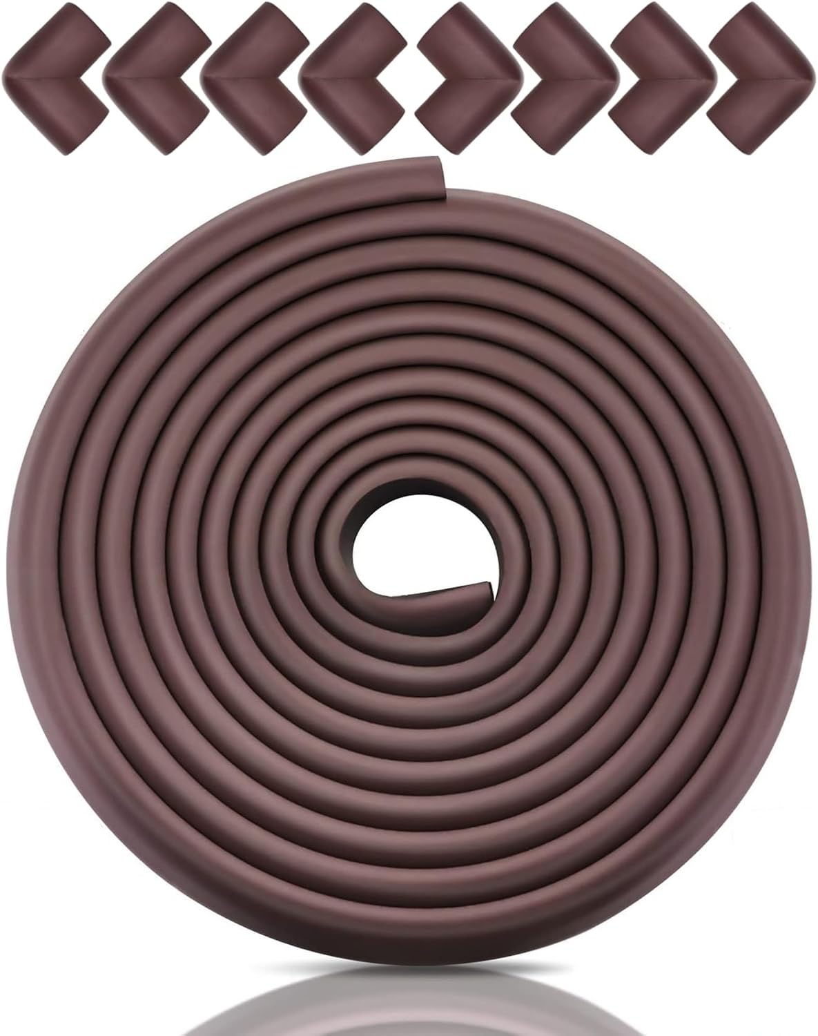 Baby Proofing Edge Corner Protectors, 20.5FT Furniture Table Bumper Guards | Soft thick rubber foam bumper, 18.1ft edge strips + 8 corner guards, 3M pre-taped for table, cabinet & wall sharp corners