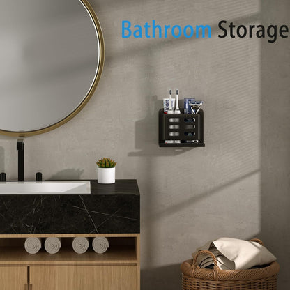 Aluminum Toothbrush Holder， Wall-Mounted，Bathroom Rack，4 Slot，Black | Bracket Shower Toothbrush Razor Holder Suitable for Toothbrush, Toothpaste, Razor and Comb etc Bathroom Storage