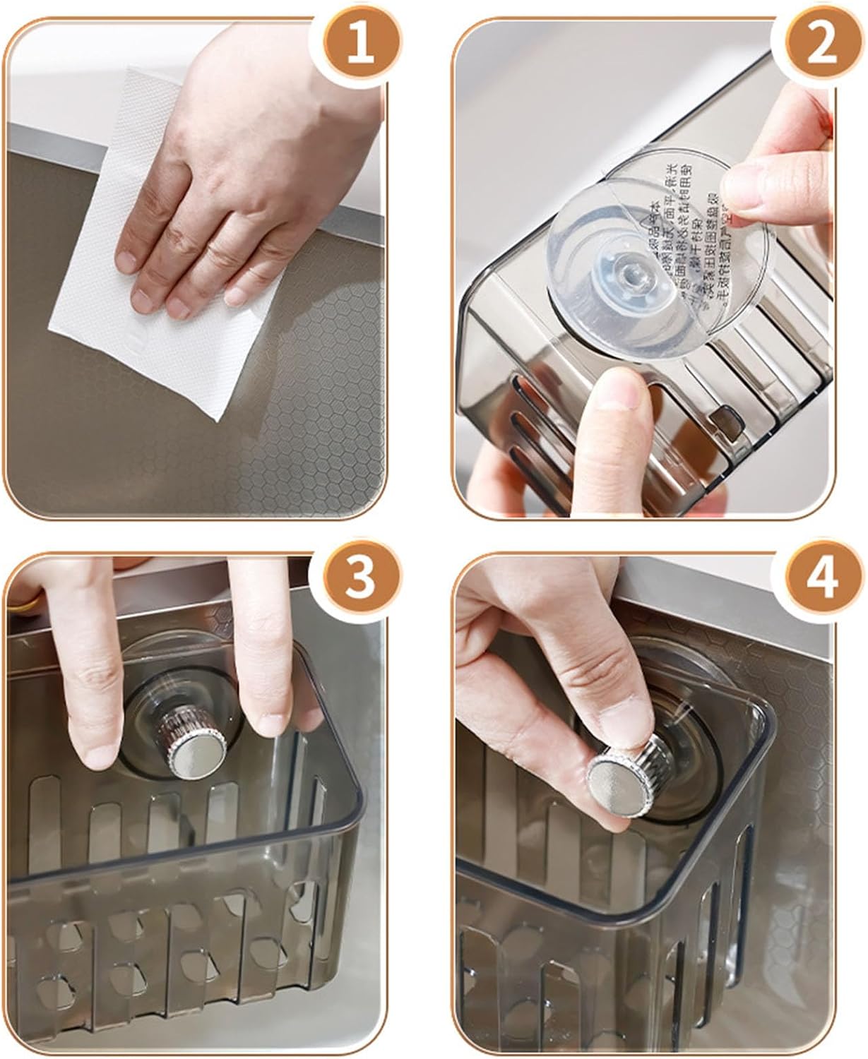 Multifunctional suction cup sink organizer for sponge dinnerware cloth with quick drying design and space saving sink organizer