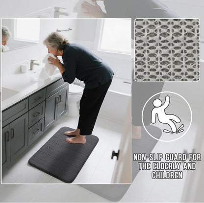 Yimobra Memory Foam Bath Mat, Super Soft Absorbent Bathroom Rug Non Slip, Quick Dry, Machine Washable Floor Carpet for Tub Shower, Home Decor Accessories, 24x17, Grey