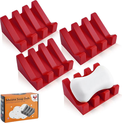 Self Draining Soap Dish Holder,Silicone Soap Dish,for Bathroom,Kitchen, Sponges，Can Extend Soap Life，Keep Soap Bars Dry and Easy Cleaning (White,1-Pack) - Colors A