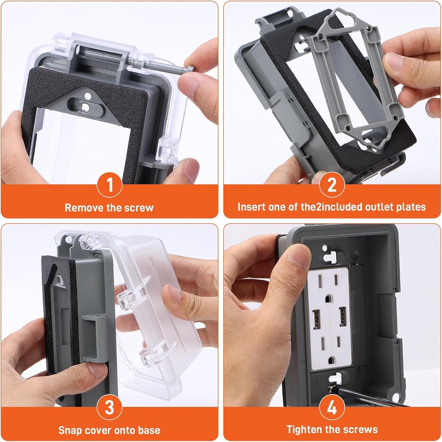 XNHTAI 1-Gang In-Use Weatherproof Outlet Cover, Outdoor Electrical Protective Cover, Horizontal or Vertical Use, Fits Decorator, Duplex Outlet and Toggle Switch, Clear