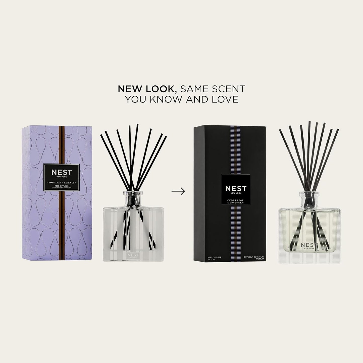 NEST New York Reed Diffuser, Moroccan Amber - 5.9 fl oz - Fragrance for Up to 90 Days - Reusable, Refillable Glass Holder - Includes 8 All-Natural Reed Sticks - Flame Free