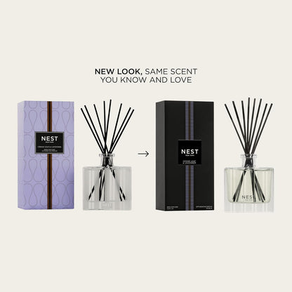 NEST New York Reed Diffuser, Moroccan Amber - 5.9 fl oz - Fragrance for Up to 90 Days - Reusable, Refillable Glass Holder - Includes 8 All-Natural Reed Sticks - Flame Free
