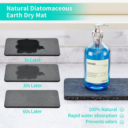 HapiRm Sink Caddy Sponge Holder - Kitchen Sink Organizer with Instant Drying Stone and Brush Holder, Stainless Steel Sponge Caddy for Kitchen Countertop - Black