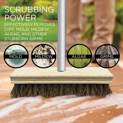 LOLA Deck Scrub Brush Outdoor Broom, Durable Bristles Remove Dirt, Grime, Grout, Leaves, Snow on Patios, Decks, Wet or Dry