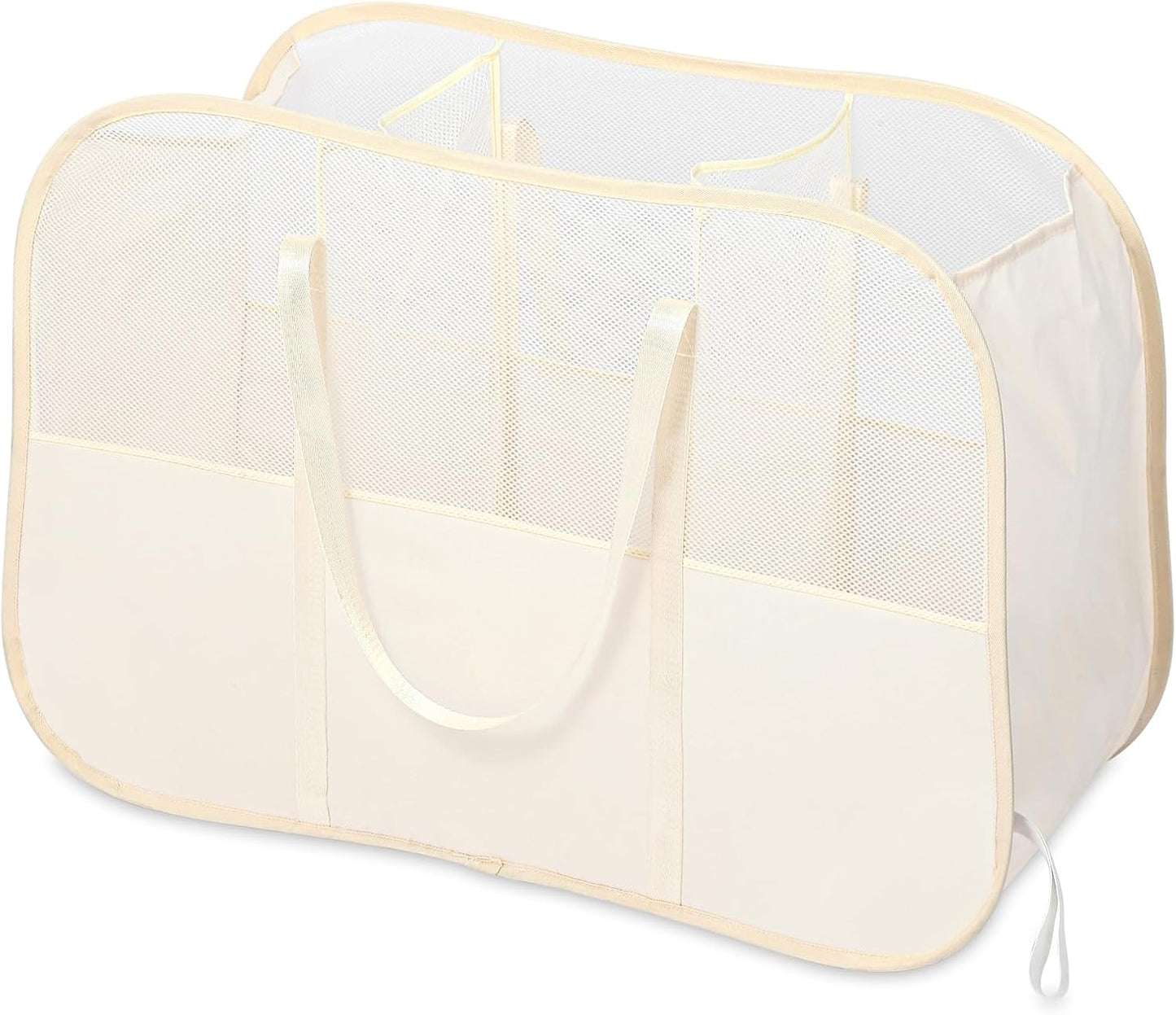 Collapsible Laundry Baskets with 3 Compartment, 150L Tear-proof Pop Up Hamper, Foldable Laundry Basket with Tote Handles, Dirty Clothes Hamper for Laundry, Bedroom, Bathroom, Dorm Grey