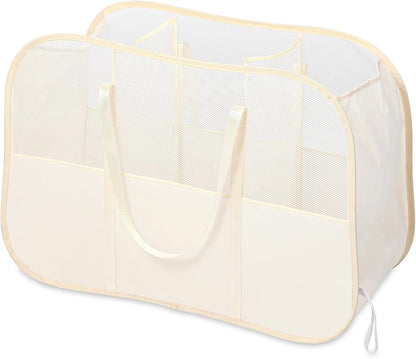 Collapsible Laundry Baskets with 3 Compartment, 150L Tear-proof Pop Up Hamper, Foldable Laundry Basket with Tote Handles, Dirty Clothes Hamper for Laundry, Bedroom, Bathroom, Dorm Grey