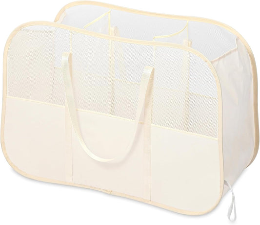 Collapsible Laundry Baskets with 3 Compartment, 150L Tear-proof Pop Up Hamper, Foldable Laundry Basket with Tote Handles, Dirty Clothes Hamper for Laundry, Bedroom, Bathroom, Dorm Grey