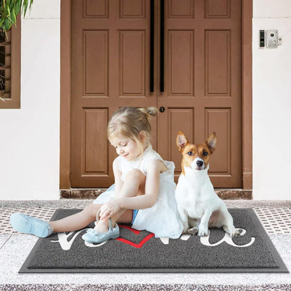 CozyBounty Black Door Mat Welcome Mats Outdoor Indoor Non-Slip Doormat for Entryway Low-Profile Floor Mat for Yard, Garage, High Traffic Areas (30"x17.5", Black)