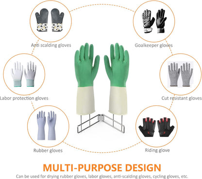 KORRTFID Kitchen Glove Holder,Stainless Steel Glove Rack,Kitchen Vertical Glove Support Multi-Purpose Glove Drain Rack,Collapsible Glove Drying Stand,Rubber Glove Drying Rack,Mitten Rack(Large)
