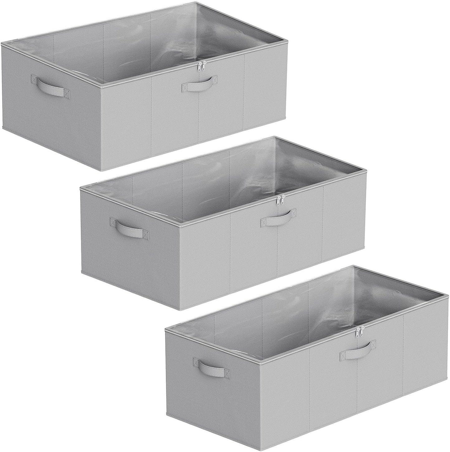 SpaceAid 3 Pack 10" High Under Bed Storage Containers, Large Underbed Storage Organizer Bins with Lids for Bedroom, Dorm, Clothes, Closet Organization, Bed Sheets and Blankets (Gray)