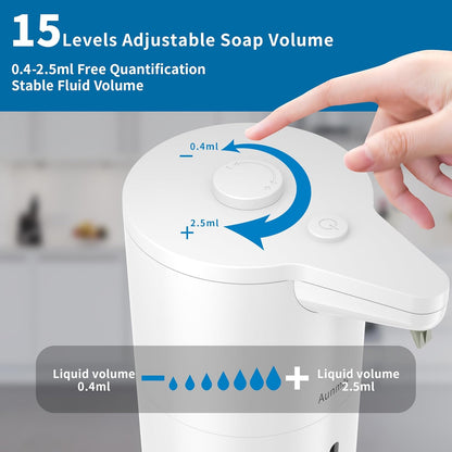 Aunmaon Automatic Soap Dispenser Touchless, Hands-Free, Multi Adjustable Volume, Long Battery Life, Compatible with Thick & Thin Dish/Hand Soap for Bathroom and Kitchen, Easy for Toddlers, Black
