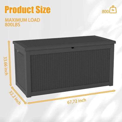 ROJIK 55Gal Outdoor Storage Box Waterproof Deck Box | Heavy-duty UV-resistant resin, space-saving for balcony/patio, stores cushions/tools/pool gear, lockable lid as table/bench