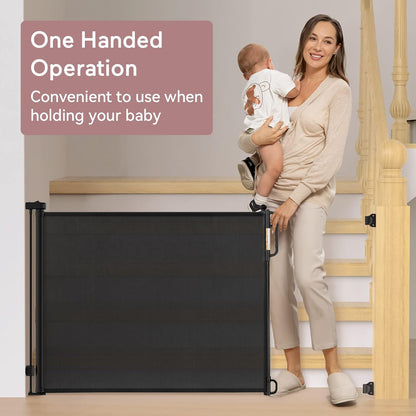 Retractable Baby Gate, Momcozy Mesh Baby Gate or Mesh Dog Gate, 33" Tall,Extends up to 55" Wide, Child Safety Gate for Doorways, Stairs, Hallways, Indoor/Outdoor