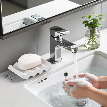 Self Draining Bar Soap Holder Diatomite Soap Dish Fast Drying Soap Saver Small Sponge Caddy for Shower, Bathroom, Kitchen Sink, Kitchen, Blue