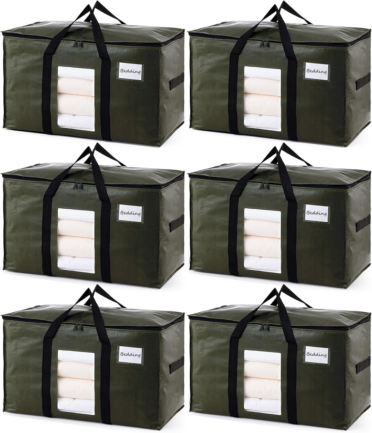 TAILI Extra Large Moving Bags, 4 Pack Blue Heavy Duty Totes For Storage with Visible Window, Wrap Around Handles, Storage Bags for Space Saving, Alternative to Moving Boxes