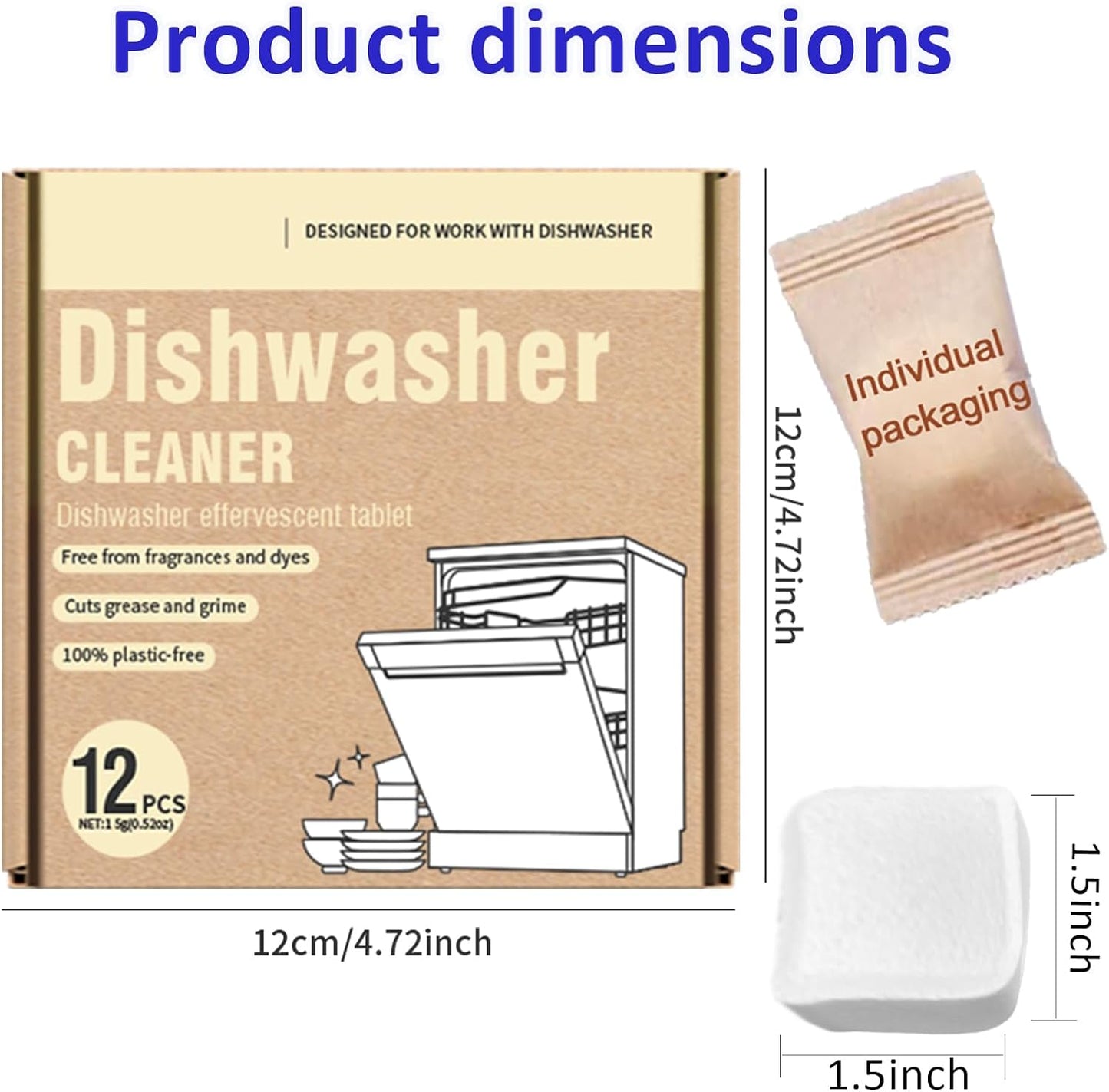 Dishwasher Cleaner Tablets | Eliminates Limescale, Grease & Odors | Septic Safe, Fragrance-Free, Plastic-Free | Deep Clean & Maintain All Dishwashers