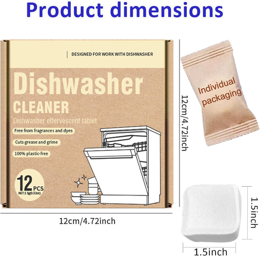 Dishwasher Cleaner Tablets | Eliminates Limescale, Grease & Odors | Septic Safe, Fragrance-Free, Plastic-Free | Deep Clean & Maintain All Dishwashers