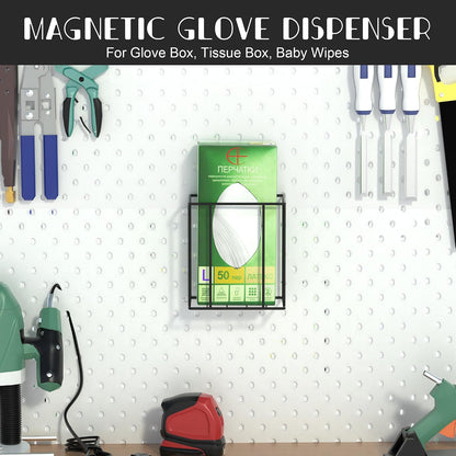 Alyoen Magnetic Glove Box Holder Wall Mount, Disposable Glove Dispenser, Rubber Latex Tissue Box Organizer for Tool Garage Workshop Kitchen