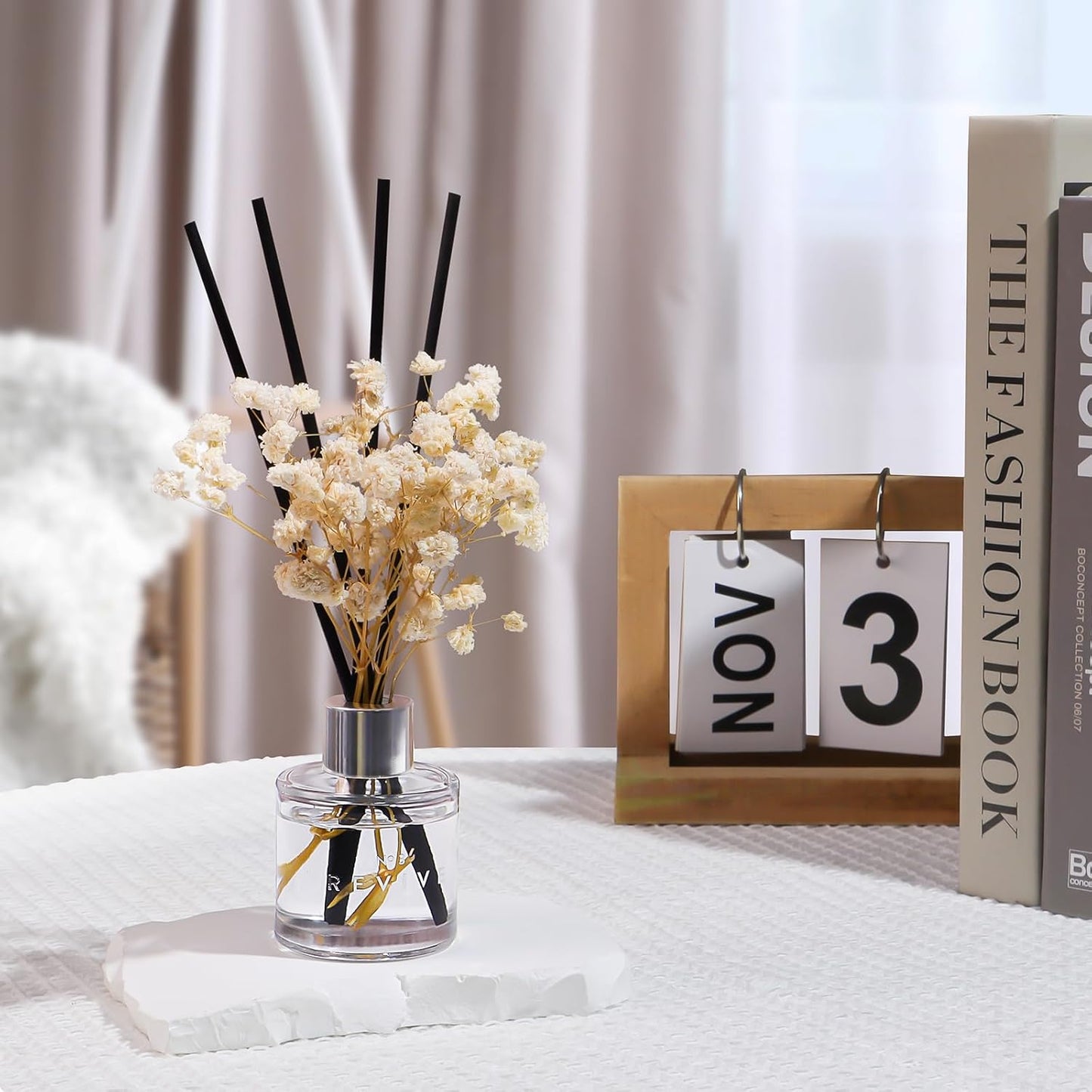3 Pack Fragrance Reed Diffuser, 50ML Lavender Jasmine Lemongrass Aromatherapy Diffuser Set with 12 Black Fiber Sticks,Air Freshener for Bedroom Bathroom Office, 8.2X 6.6X 2.1 inch