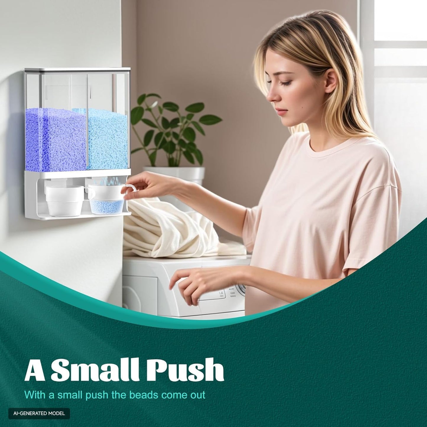 105 Oz Laundry Detergent Dispenser with Nail - Wall Mounted Scent Booster Beads Container, Softener Beads Storage, Rice Dispenser, Dry Food/Solid Grain Organizer