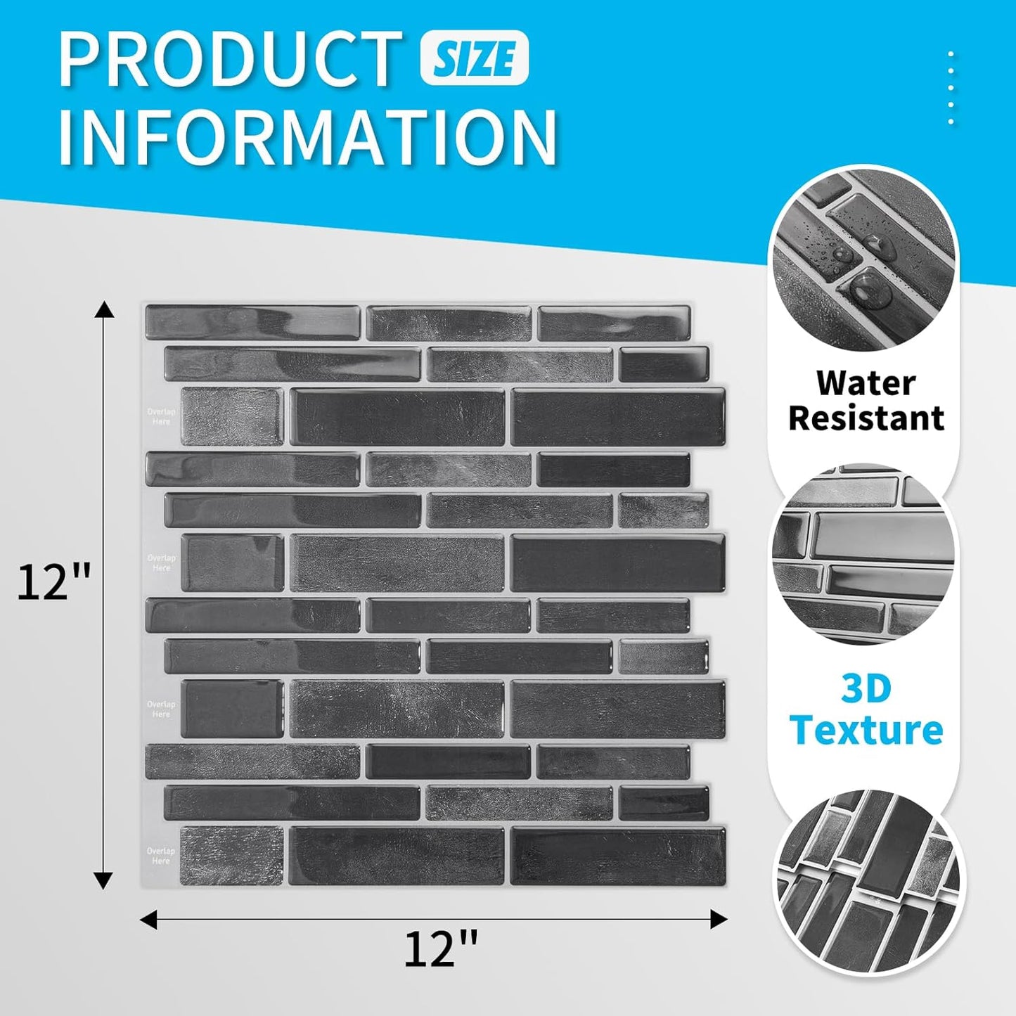 Art3d 10-Sheet Premium Stick On Kitchen Backsplash Tiles, 12"x12" Peel and Stick Self Adhesive Wall Tiles, White Marble Design