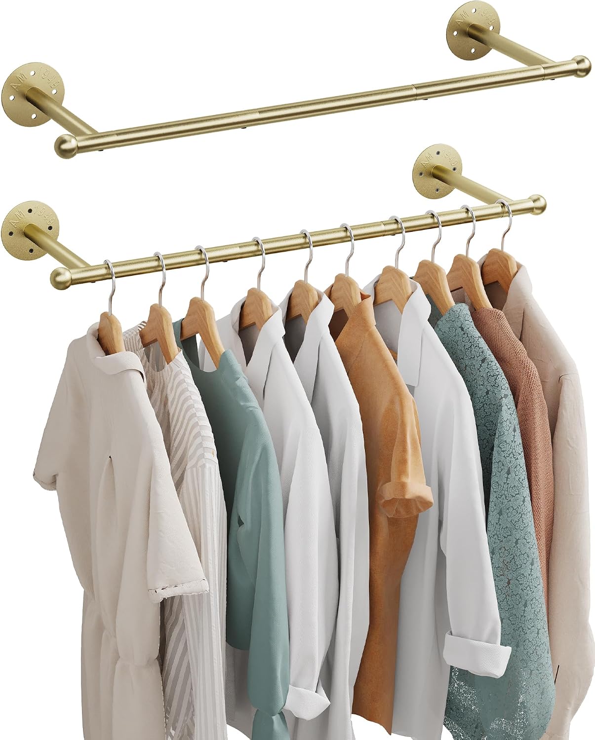 OROPY 33" Industrial Pipe Clothing Rack, Wall Mounted Clothes Rack | Closet Rods for Hanging Clothes, Multi-purpose Hanging Rod for Laundry Room, Bedroom and Closet Storage
