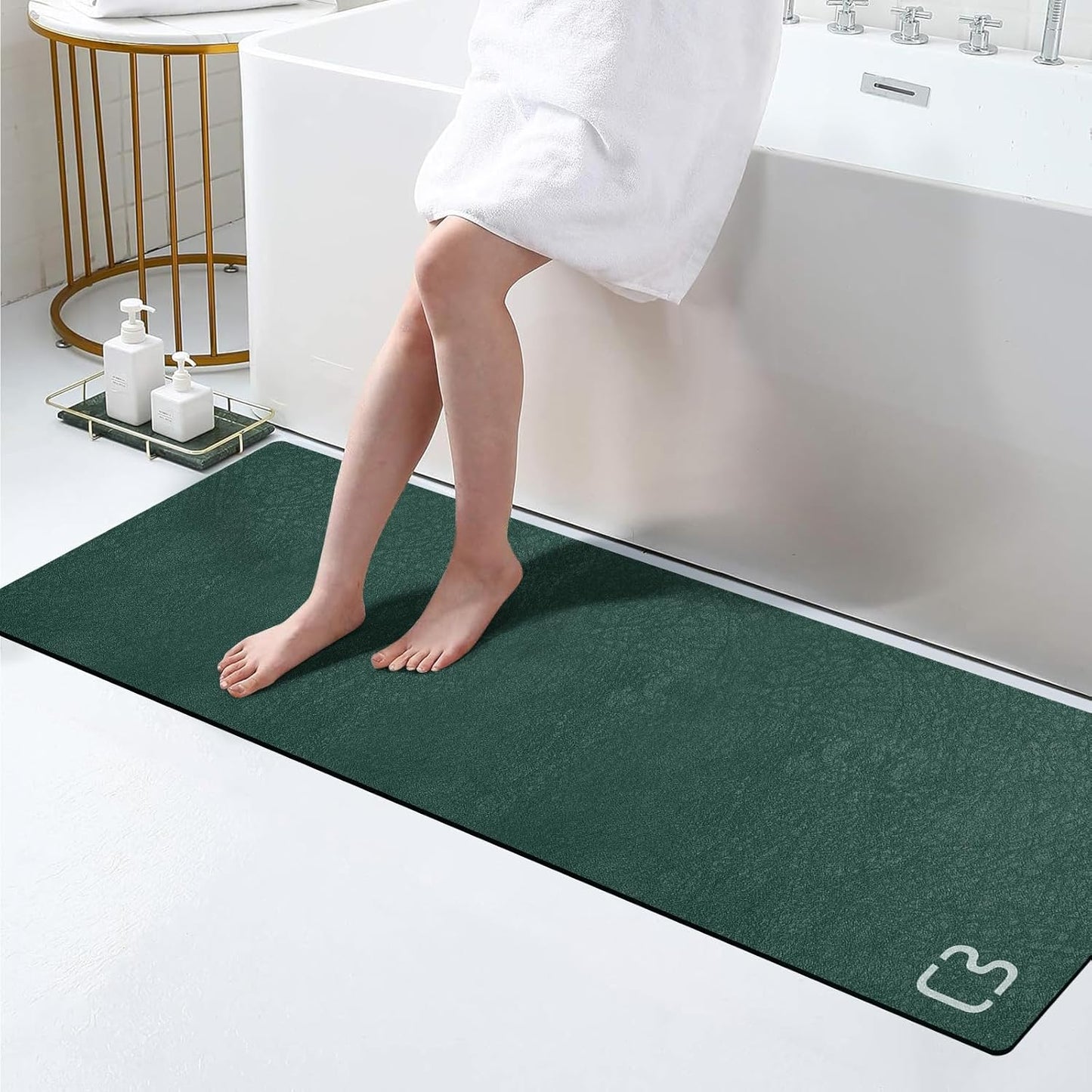 Diatomaceous Earth Bath Mat Rugs Super Absorbent Diatomite Stone Bath Mat Non Slip Quick Dry Thin Bathroom Mat Fit Under Door, Floor Rugs in Front of Bathtub, Shower Room, Sink,15.7"x23.6", Grey