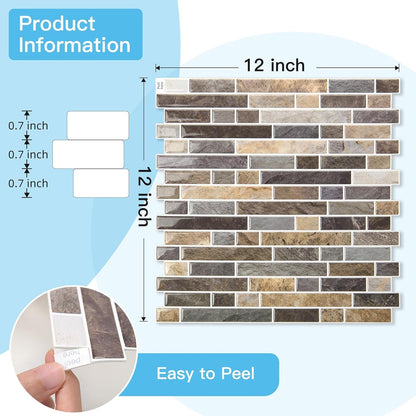 Art3d 10-Sheet Heavy-Duty Peel and Stick Backsplash, Waterproof Wall Tiles Stick on Kitchen Backsplash Living Space, Beige & White