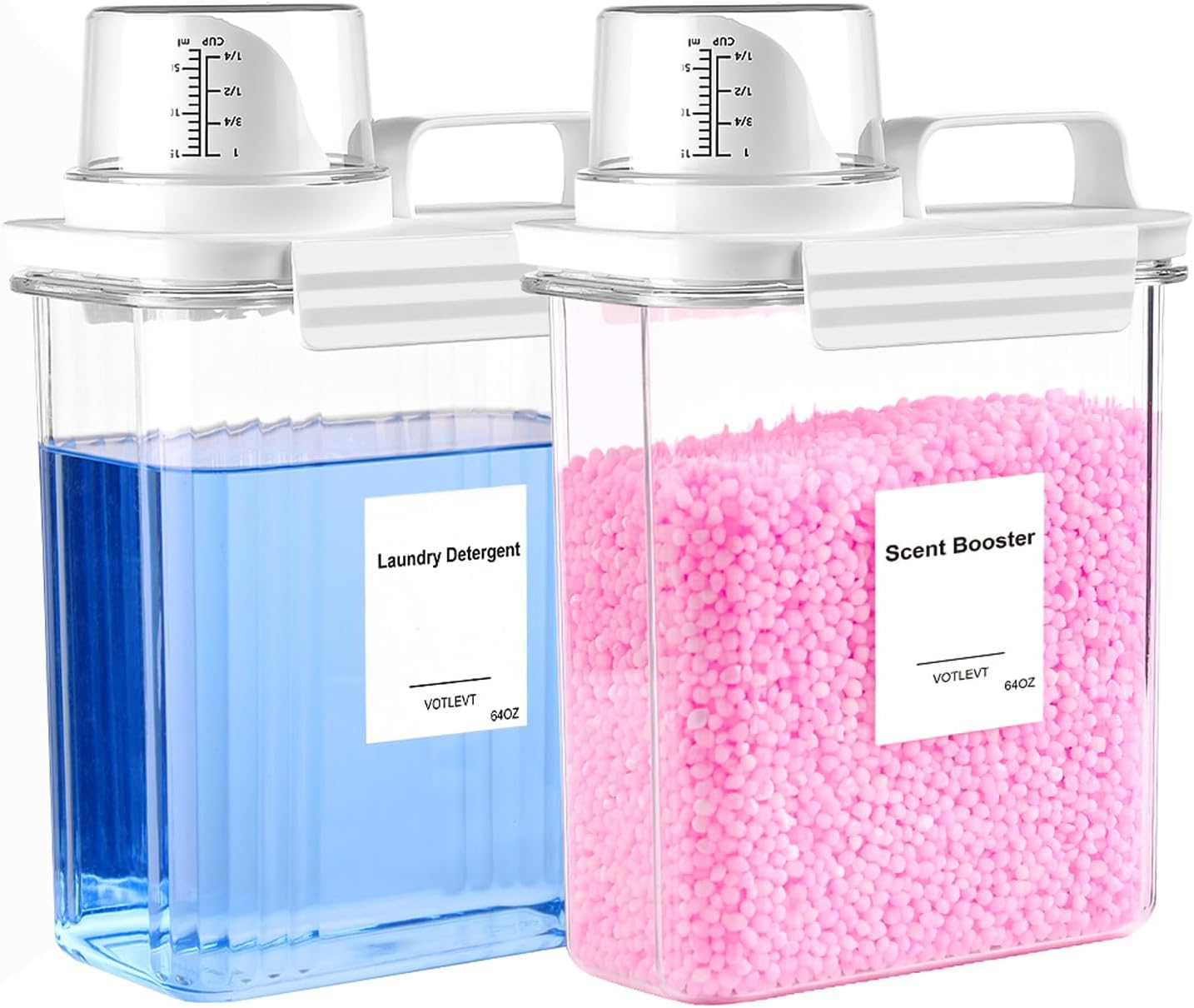 64 OZ Laundry Detergent Dispenser, Liquid Laundry Soap Dispenser, Fabric Softener Dispenser, Scent Booster/Laundry Powder Holder & Container, Laundry Room Organization and Storage, 3PACK
