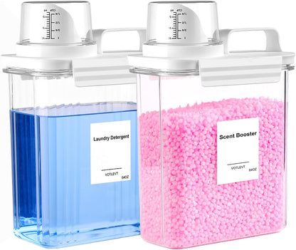 64 OZ Laundry Detergent Dispenser, Liquid Laundry Soap Dispenser, Fabric Softener Dispenser, Scent Booster/Laundry Powder Holder & Container, Laundry Room Organization and Storage, 3PACK