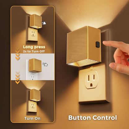 L LOHAS LED Motion Sensor Night Light, [2-Pack] Plug in Night Light with Motion Sensor and Dusk to Dawn Sensor, Brightness Adjustable, 3000K Soft White Nightlight for Bathroom Hallway Kitchen