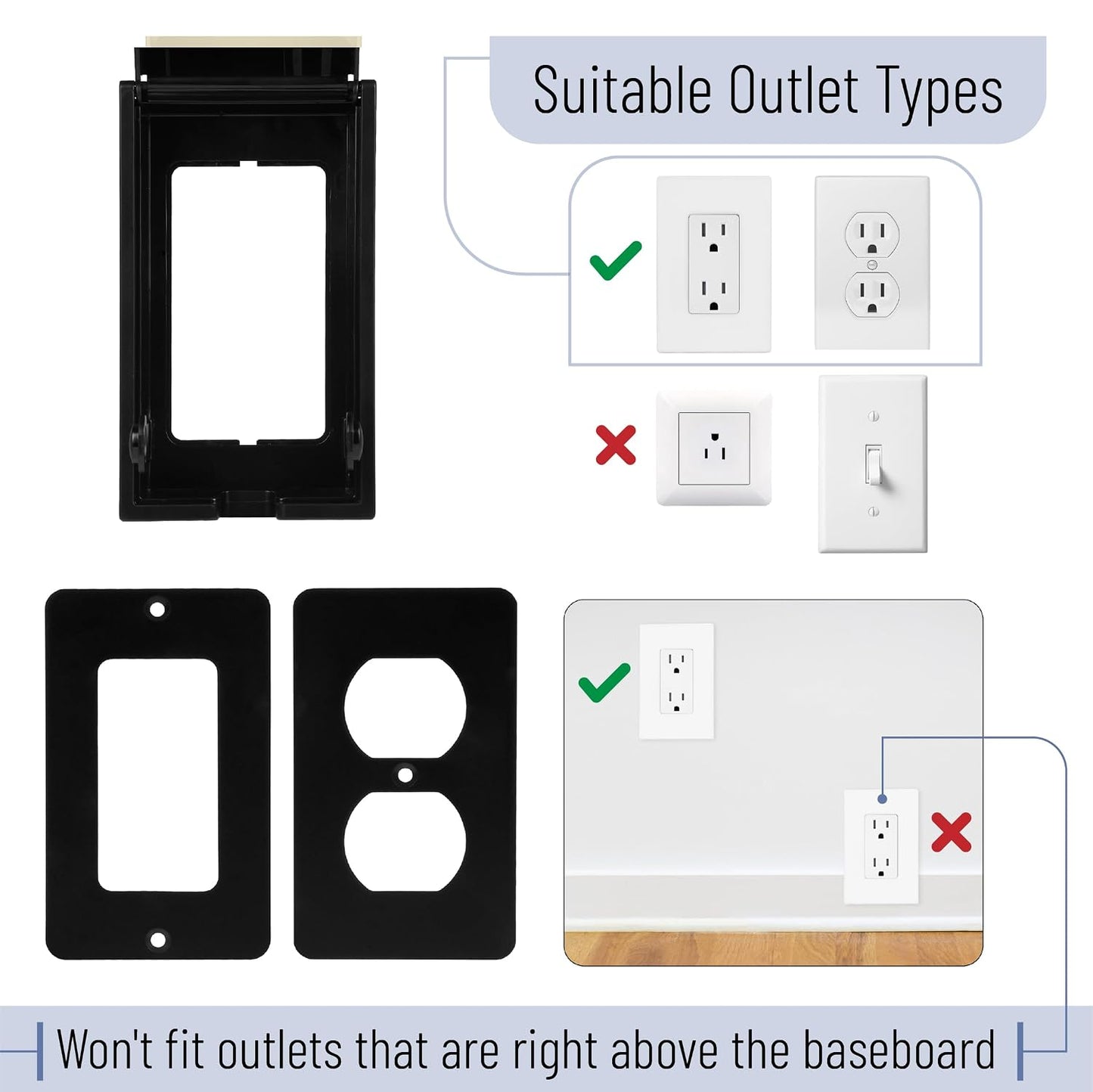 Bates Baby Safety Outlet Cover Box - Plug Covers for Electrical Outlets, Child Proof Outlet Cover, Socket Covers for Outlets