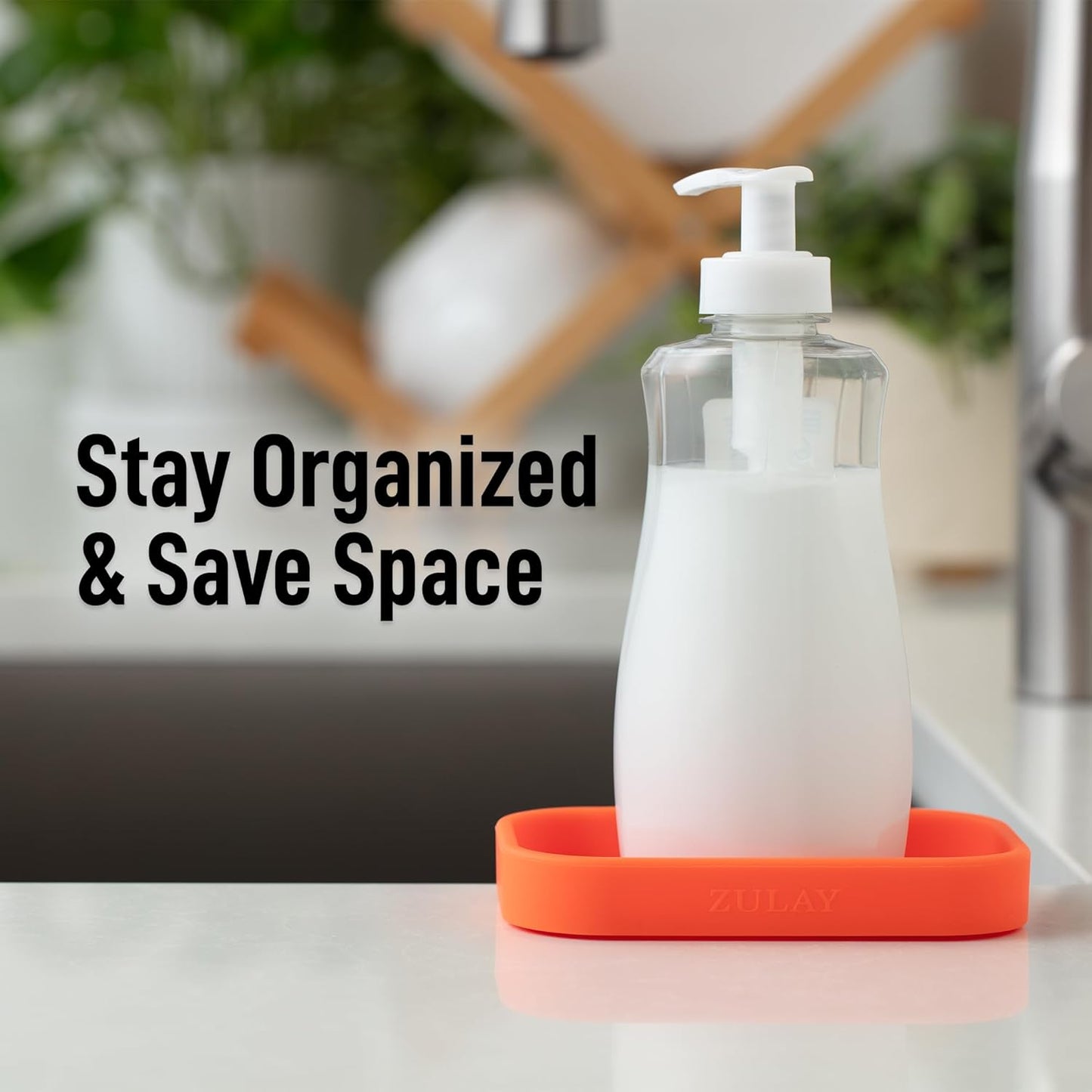 Zulay Kitchen (9x3.5in) Sponge Holder for Kitchen Sink - Flexible Heavy-Duty Multipurpose Sink Caddy - Counter Organizer for Kitchen, Bathroom, Makeup, Trinkets & More! (Grey)