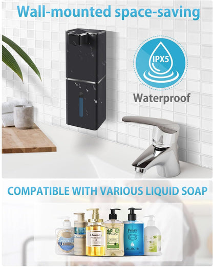Automatic Foaming Soap Dispenser Touchless 380ml/12.8oz Rechargeable Hand Soap Dispenser Wall Mounted 4 Levels Adjustable Foam Soap Pump for Bathroom Kitchen Dish Soap