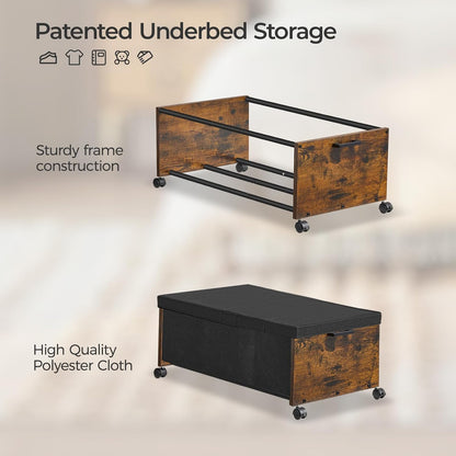 FOUCSSOMEI Under Bed Drawers on Wheels, XXXXL Size, UnderBed Storage with Wheels, Wooden Under Bed Storage, Heavy Duty, Patented Design