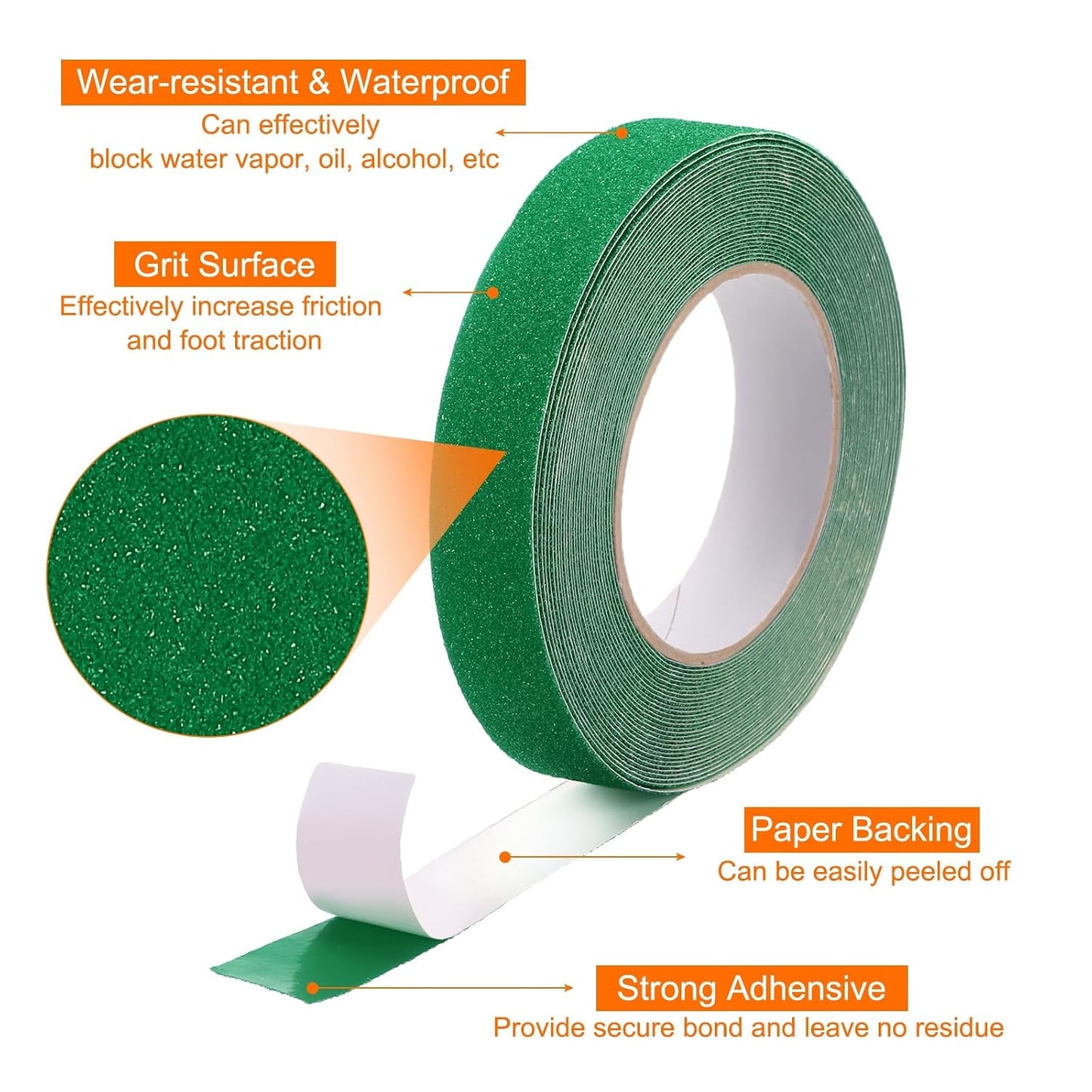 HARFINGTON Anti Slip Traction Tape 2" x 16.4ft Waterproof Non-Slip Grip Tape High Friction Weather Resistant Non Skid Stair Treads Tape for Indoor Outdoor Stair Steps, White