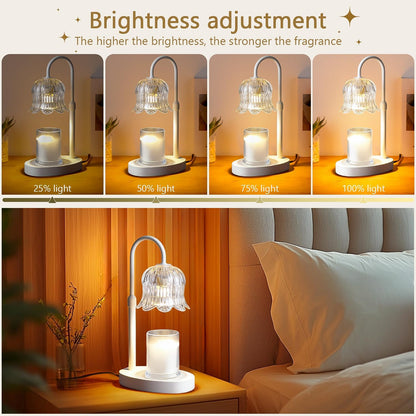 CRMILL Candle Warmer Lamp Electric Timer - Candles Warming Light Height Adjustable Dimmable Warmers Flower Lamps No Flame Heat Warm Melt Wax Jar Modern Home Decor Table Lights for Home Living Bedroom