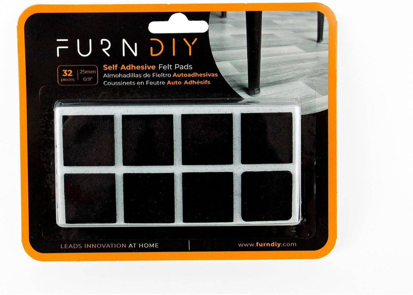 Furndiy Felt Furniture Pads for Hardwood Floors, Self-Adhesive Felt Pad for Chairs & Seat Legs, Easy Slide, Anti Scratch, Noise Stopper, Bumper & Buffer, Floor Protection - Based in USA - 0.8'' Black