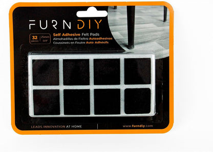 Furndiy Felt Furniture Pads for Hardwood Floors, Self-Adhesive Felt Pad for Chairs & Seat Legs, Easy Slide, Anti Scratch, Noise Stopper, Bumper & Buffer, Floor Protection - Based in USA - 0.8'' Black
