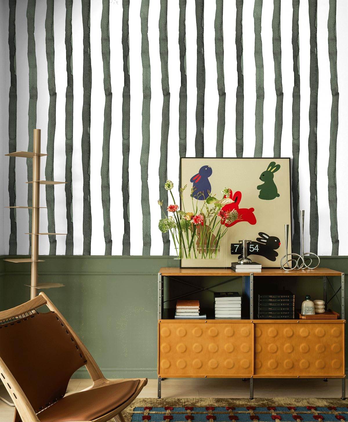 HAOKHOME Blue Wallpaper Peel and Stick Wall Paper Striped Coastal Boho Removable Indigo Blue/White Vinyl Self Adhesive for Bathroom Decor 17.7in x 32.8ft