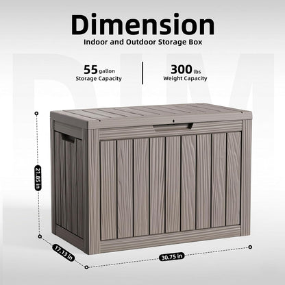 Vixzen 55 Gallon Deck Boxes Outdoor Waterproof, Lockable Resin Storage Box with lid for Furniture Cushions, Weatherproof Containers Outside Storage Boxes for Garden Patio Pool Tools(Black, 55 Gallon)