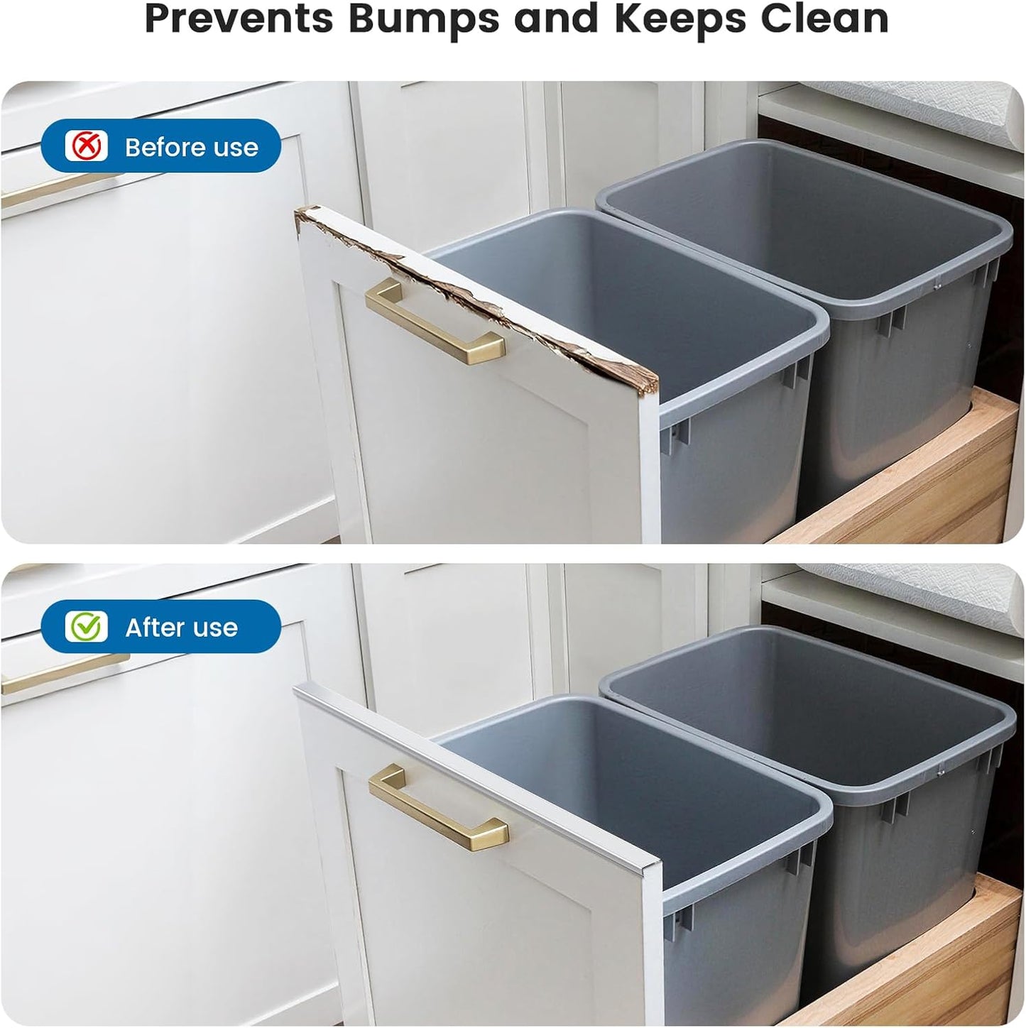 6 Pack 18" Length Cabinet Door Protector Edge Guard, 3/4" Thick Slip-On Cabinet Edge Protector, Plastic Edge Protectors for Kitchen Cabinet Trash Drawer, Clear
