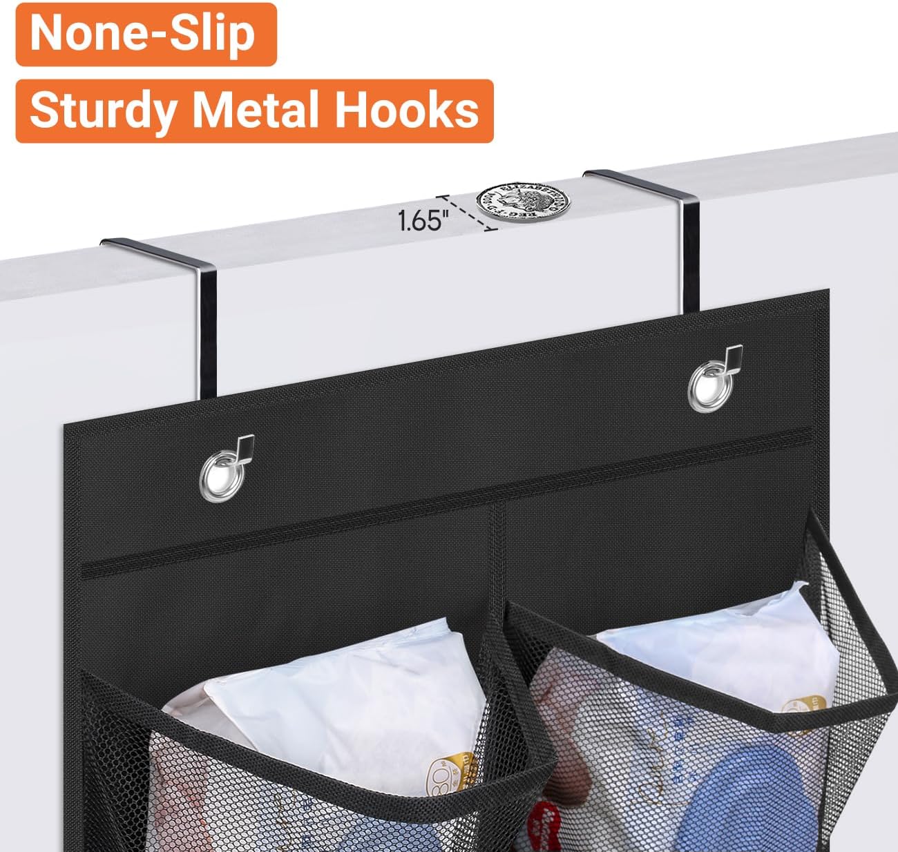 KIMBORA 2 Packs Narrow Over the Door/Wall Shoe Organizer Cruise, Small Hanging Shoe Rack for Closet with Clear Mesh Pocket for Bathroom, RV, Pantry, Camping (White)