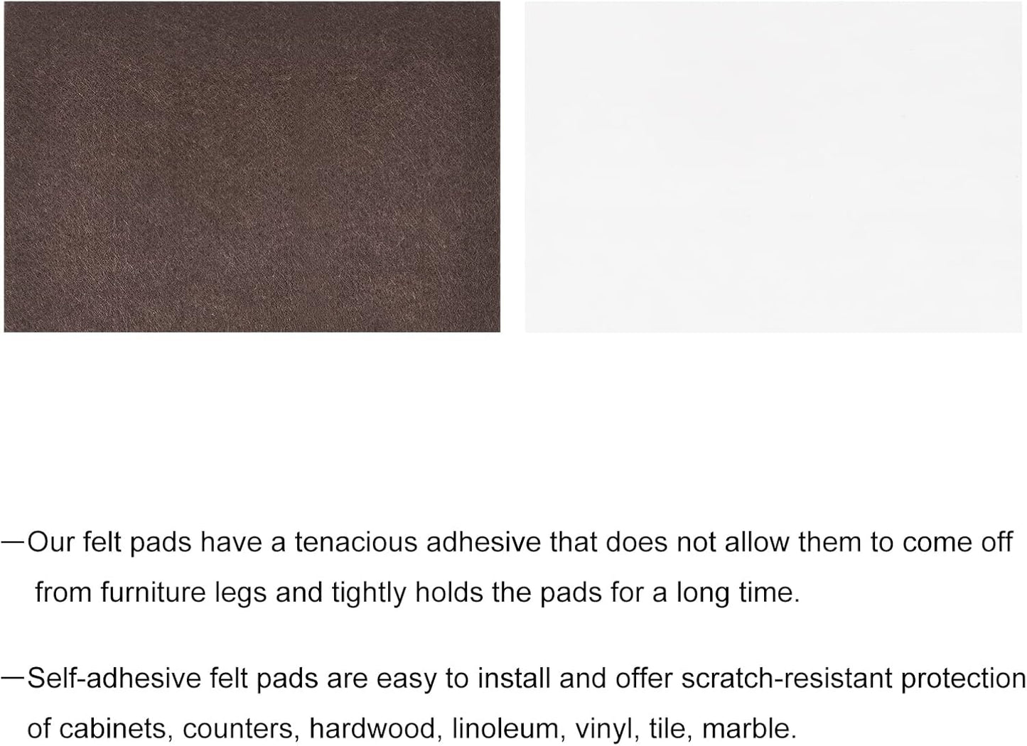 uxcell Felt Furniture Pads, 1.5-inch x 1-inch Self Adhesive Cuttable Anti Scratch Square Floor Protectors for Furniture Legs Hardwood Floor, Brown 16Pcs