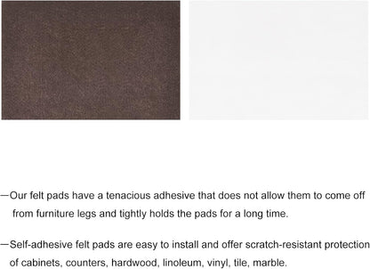 uxcell Felt Furniture Pads, 1.5-inch x 1-inch Self Adhesive Cuttable Anti Scratch Square Floor Protectors for Furniture Legs Hardwood Floor, Brown 16Pcs