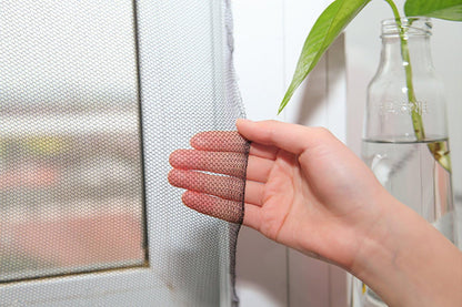 Flyzzz DIY Self-Adhesive Window Screen Netting Mesh Curtain, 100X150cm (Approach 39.37x59.05 Inches), with Hook and Sticky Tape, Fitted to Multiple Windows (White)