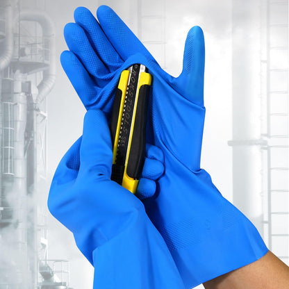 27" Full Arm Pond Gloves, Long Heavy Duty Gloves with Cotton Lining, Waterproof Rubber Chemical Resistant Glove