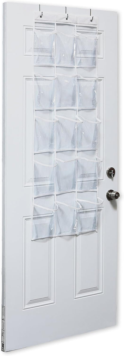Simple Houseware 2-Pack Clear Over the Door Hanging Pantry Organizer (52" x 18") with 15 Pockets Each, Cabinet Hanging Storage for Kitchen